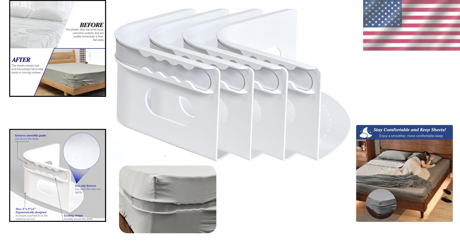 Adjustable Bed Sheet Straps - Heavy-Duty Solution for Ultimate Sleep Comfort