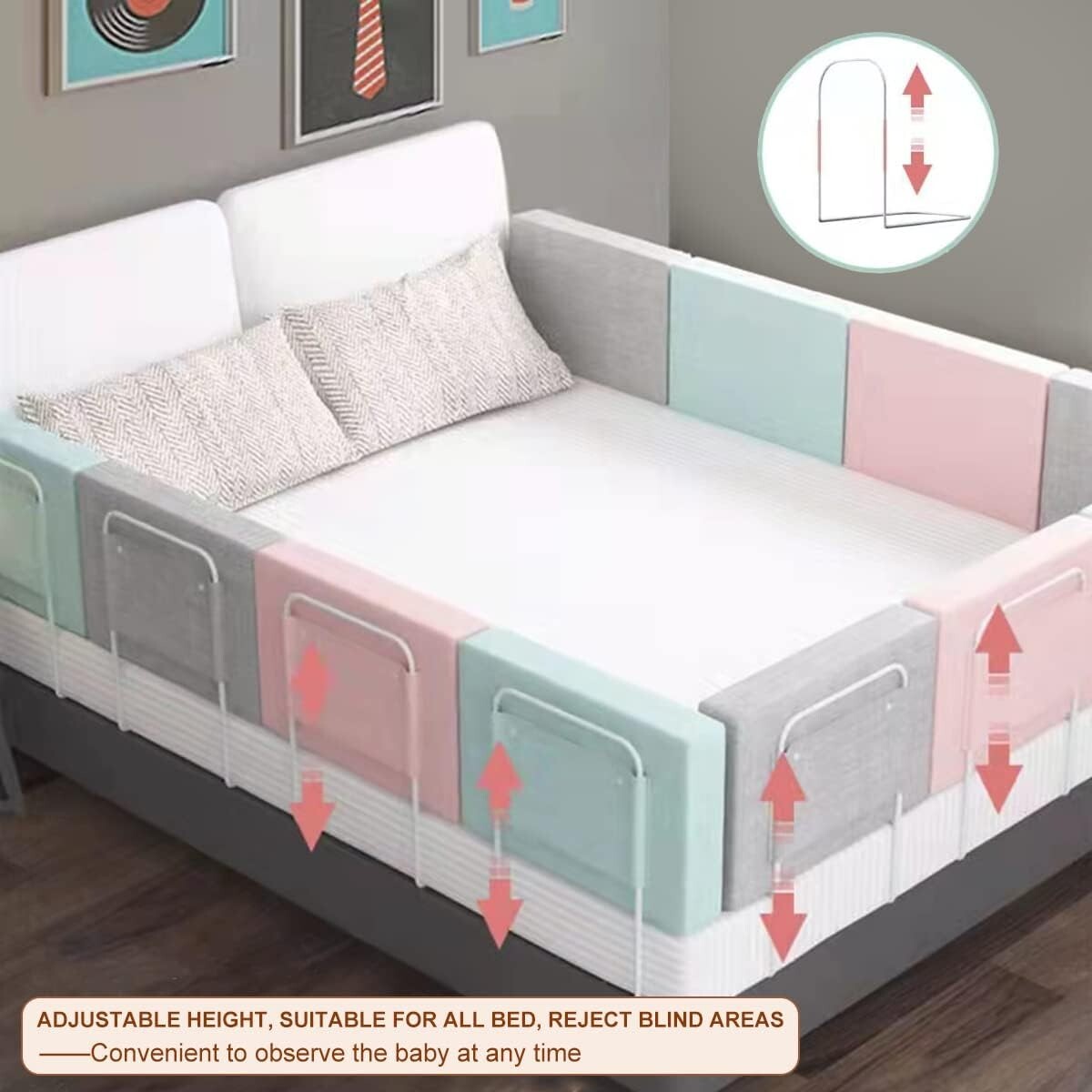 Lightweight Adjustable Bed Rails for Safe Sleeping - Perfect for Kids & Seniors