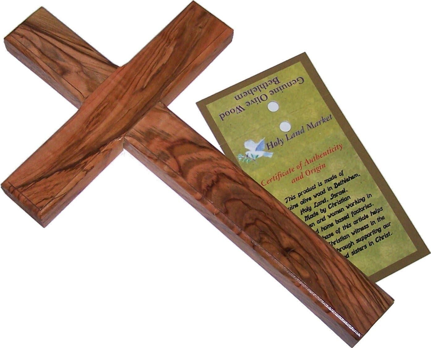Elegant Olive Wood Cross - Hand-Carved 10 Inch Wall Decor from the Holy Land