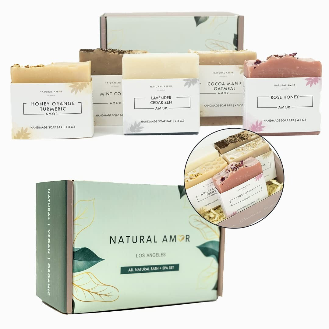 5-Piece All Natural Soap Collection - Essential Oil Scented Luxury Bars