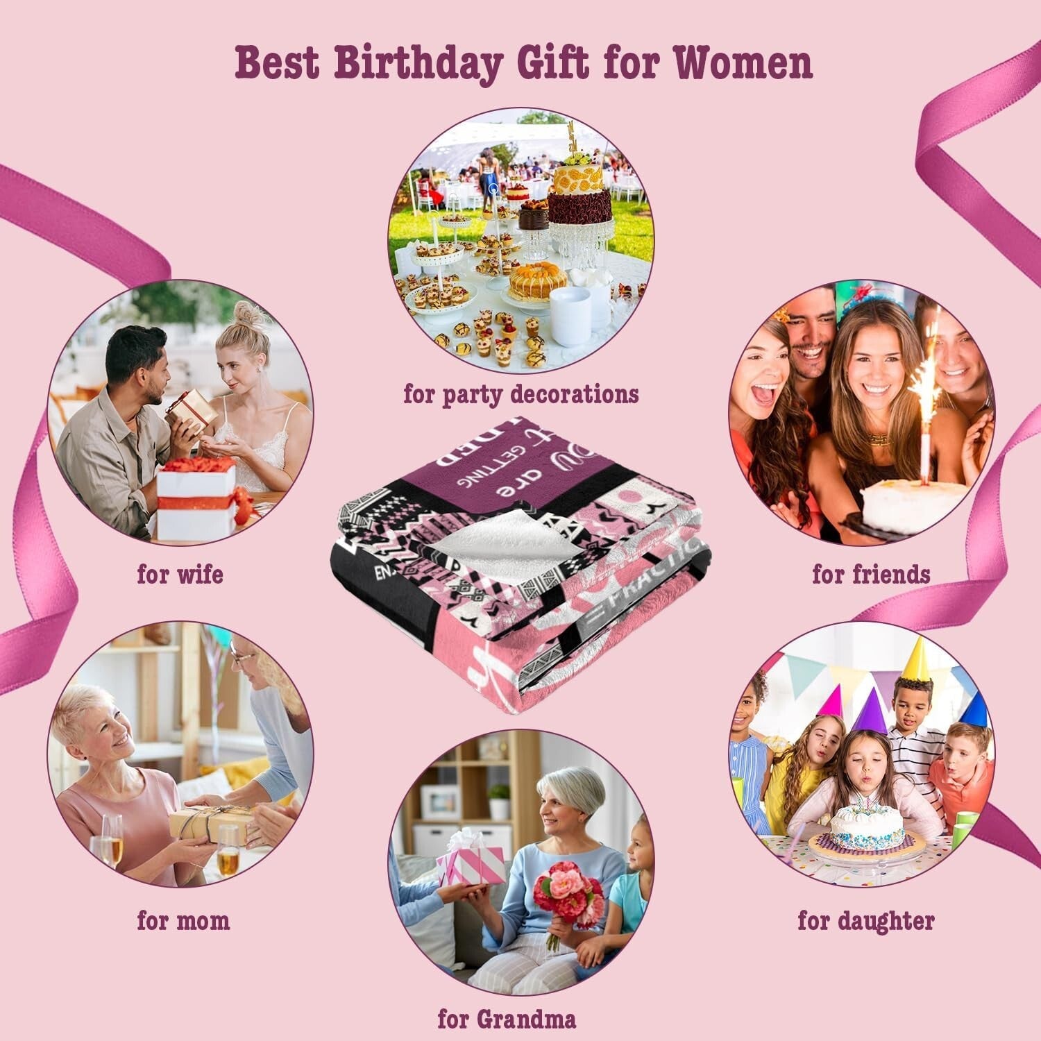Delightful 80"x60" Fleece Birthday Blanket - Heartwarming Gift for Women
