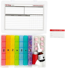 Load image into Gallery viewer, Weekly Pill Organizer with 5x Daily Compartments and Secure Case - Multicolor