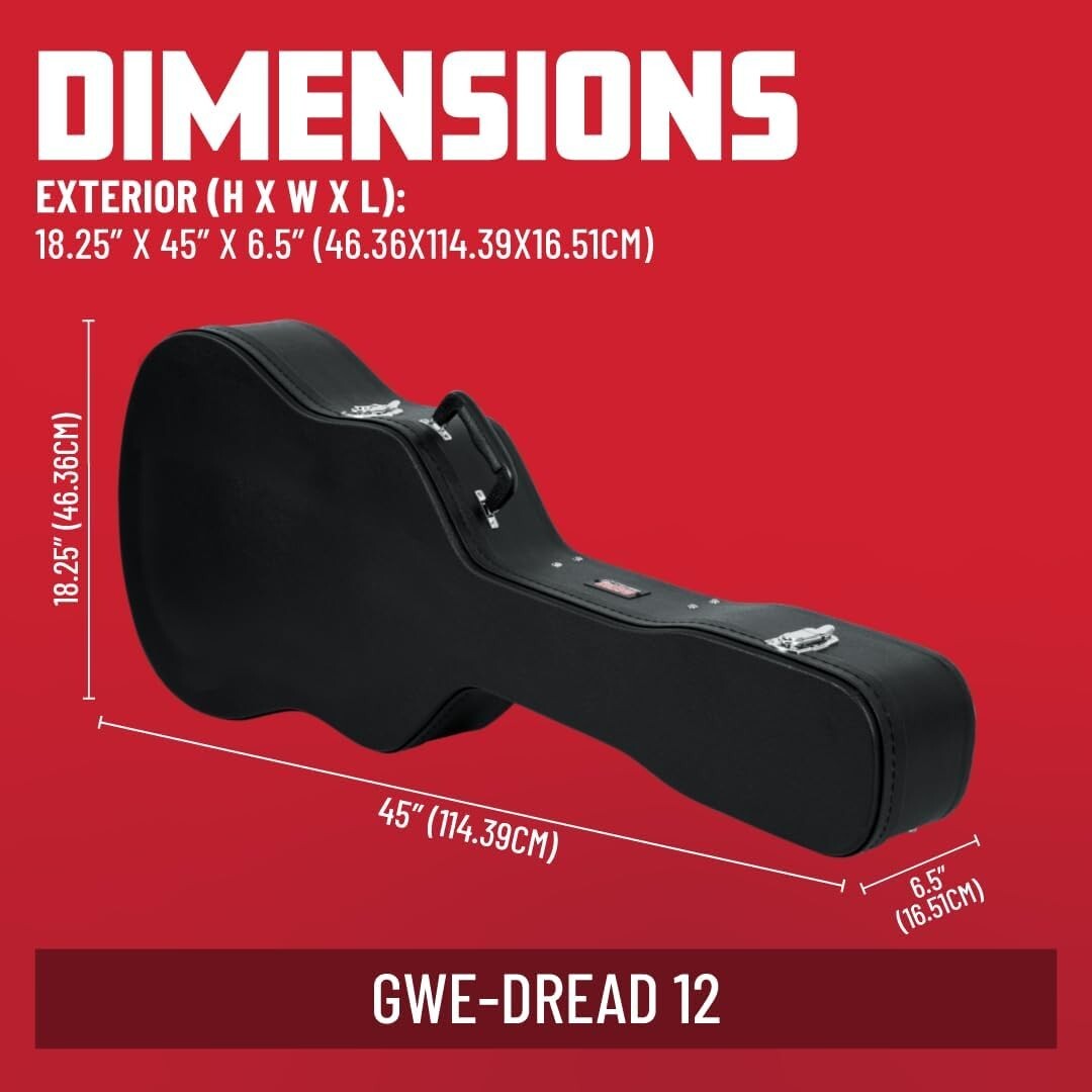 Padded Hard-Shell Guitar Case for 6/12 String Dreadnoughts – Secure & Elegant