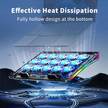 Load image into Gallery viewer, Advanced 15-Fan Laptop Cooler Pad - Ergonomic, RGB, and Dual USB Ports Included