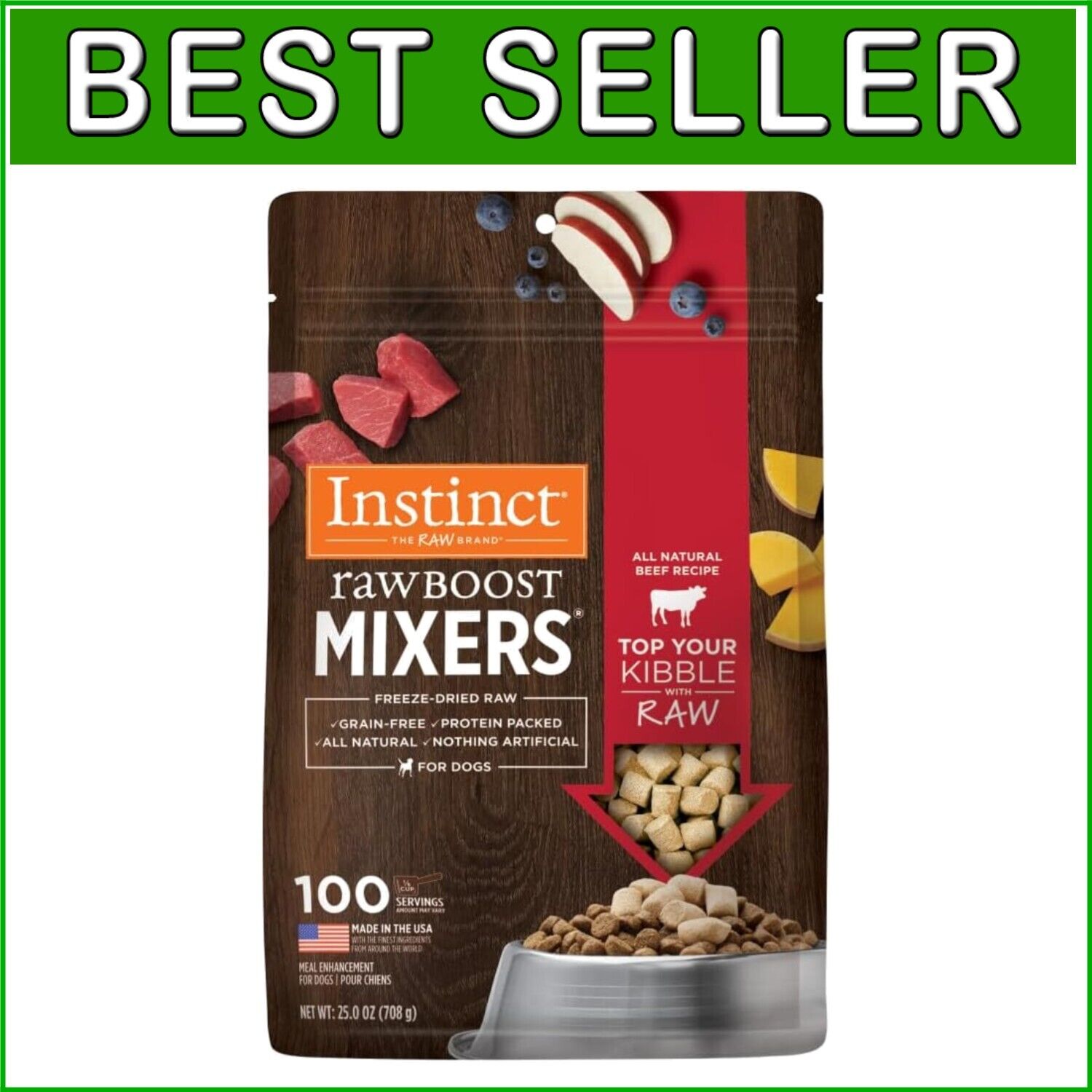 Delicious Freeze-Dried Raw Beef Morsels for Picky Eaters - 1.56 lb. Topper