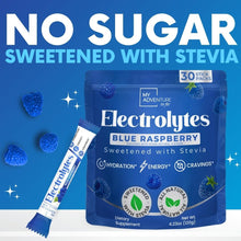 Load image into Gallery viewer, Caffeine-Free Blue Raspberry Electrolytes Powder - 30 Pack for Refreshing Energy