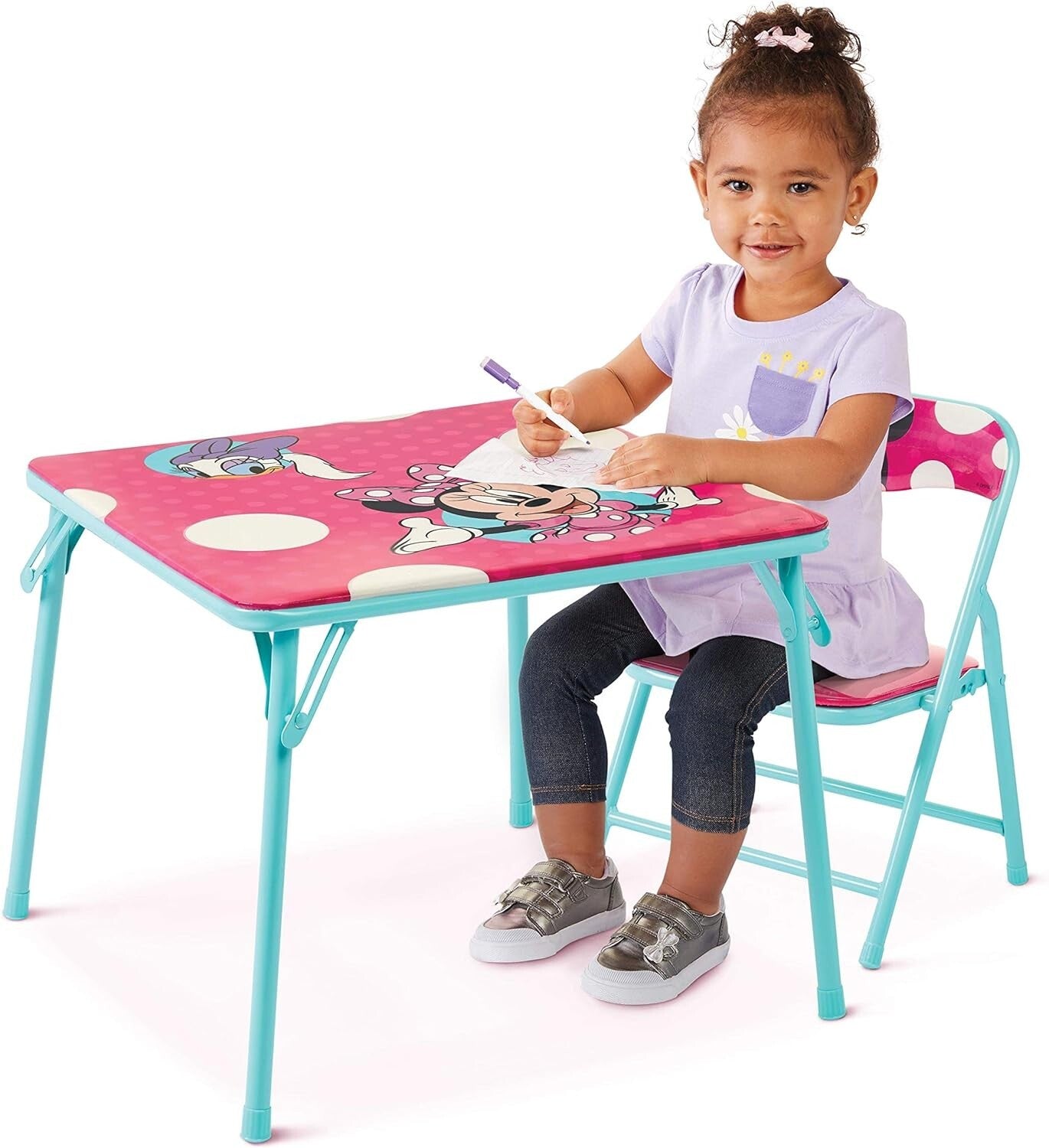 Colorful Disney Minnie Jr Activity Table Set with Chair for Kids Age 2-5