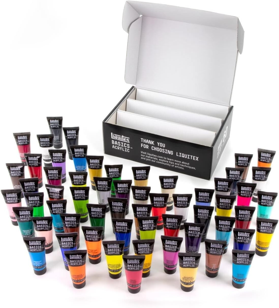 BASICS Acrylic Paint Set - 60 Tube Set with 22ml Gloss Finish, Artist Quality