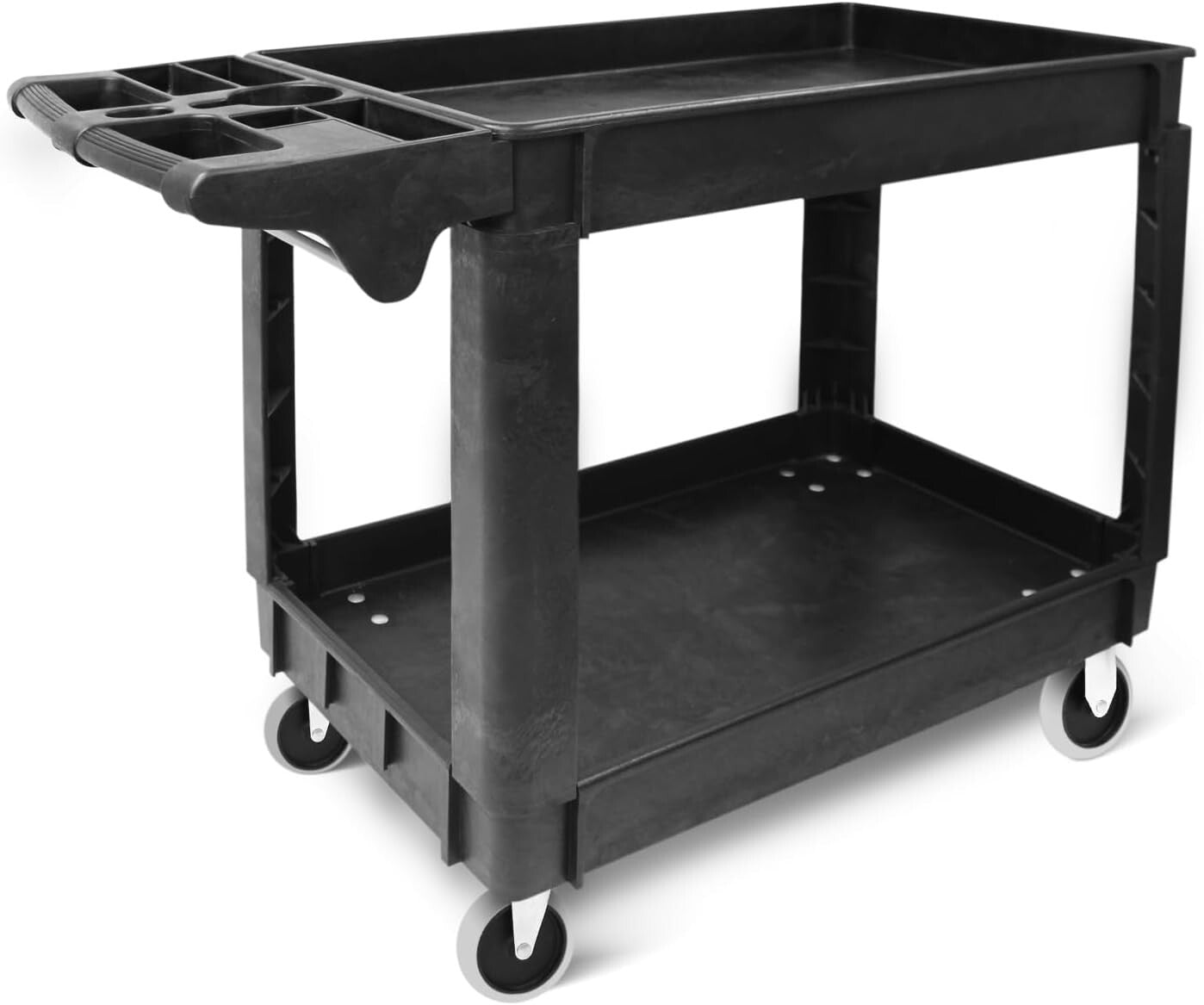 Heavy-Duty 500-lb Utility Service Cart - Two Trays & Swivel Wheels, 30"x17"