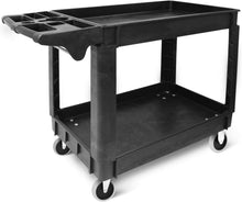 Load image into Gallery viewer, Heavy-Duty 500-lb Utility Service Cart - Two Trays &amp; Swivel Wheels, 30"x17"