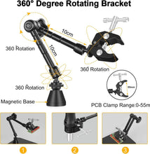 Load image into Gallery viewer, Heavy Duty Magnetic Helping Hands Soldering Station with 3X LED Magnifier