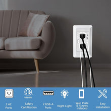 Load image into Gallery viewer, Receptacle with USB Charging and Night Sensor - Safe 15 Amp Electrical Solution