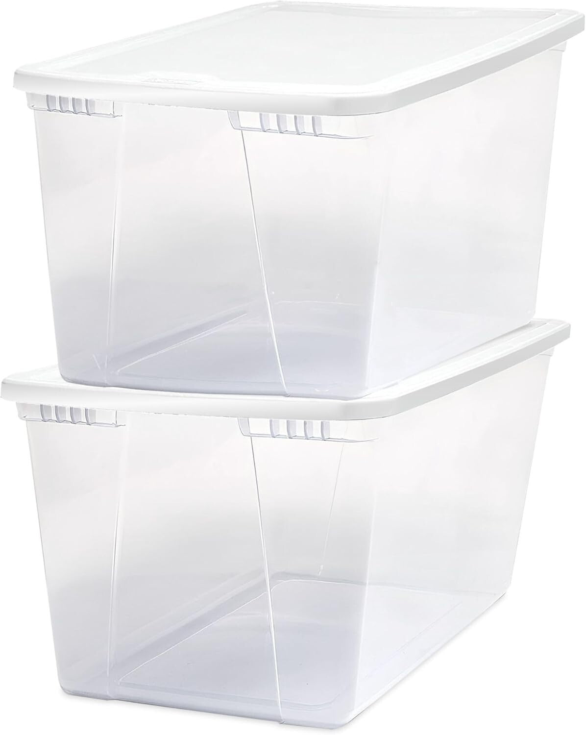 Eco-Friendly 2-Pack 56 Quart Clear Plastic Storage Bins with Snap Lock Lids