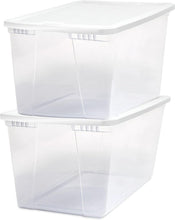 Load image into Gallery viewer, Eco-Friendly 2-Pack 56 Quart Clear Plastic Storage Bins with Snap Lock Lids