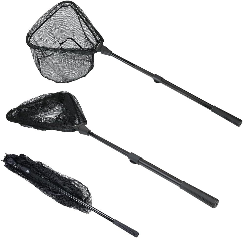 Folding Fishing Net with Triangular Hoop - Perfect for Freshwater & Saltwater