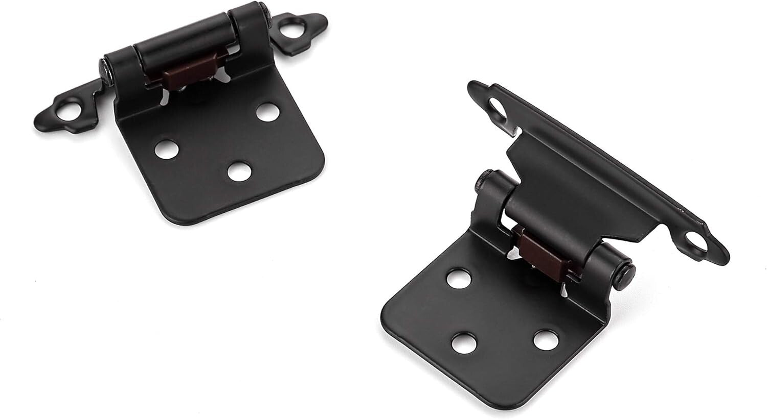 Durable 60 Pack of 1/2" Overlay Black Cabinet Hinges with Quiet Closing Bumpers