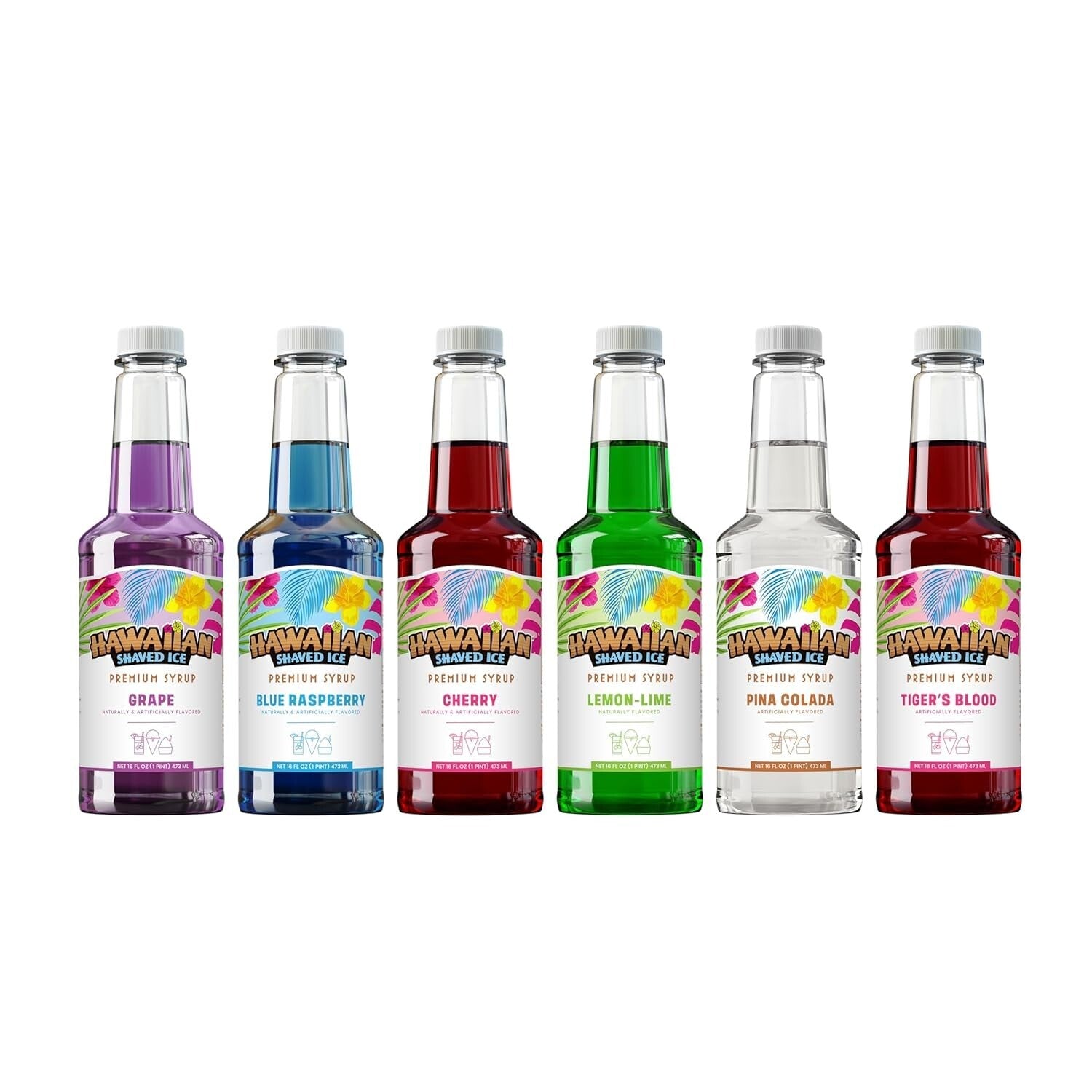 Versatile Snow Cone Syrup Set - 6 Delicious 16oz Bottles for Every Occasion