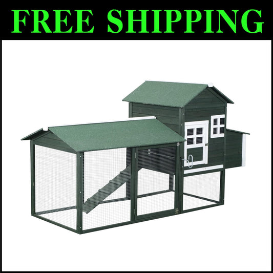 Eco-Friendly 84" Chicken Coop with Water-Resistant Roof - Perfect for All Breeds