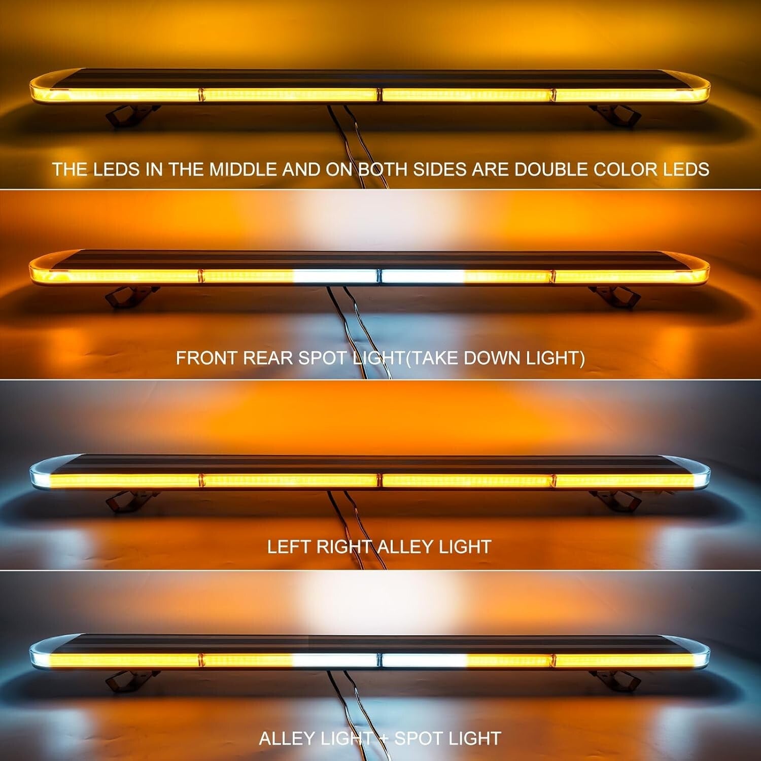 48" LED Emergency Strobe Light Bar with 29 Flash Modes - Waterproof & Durable