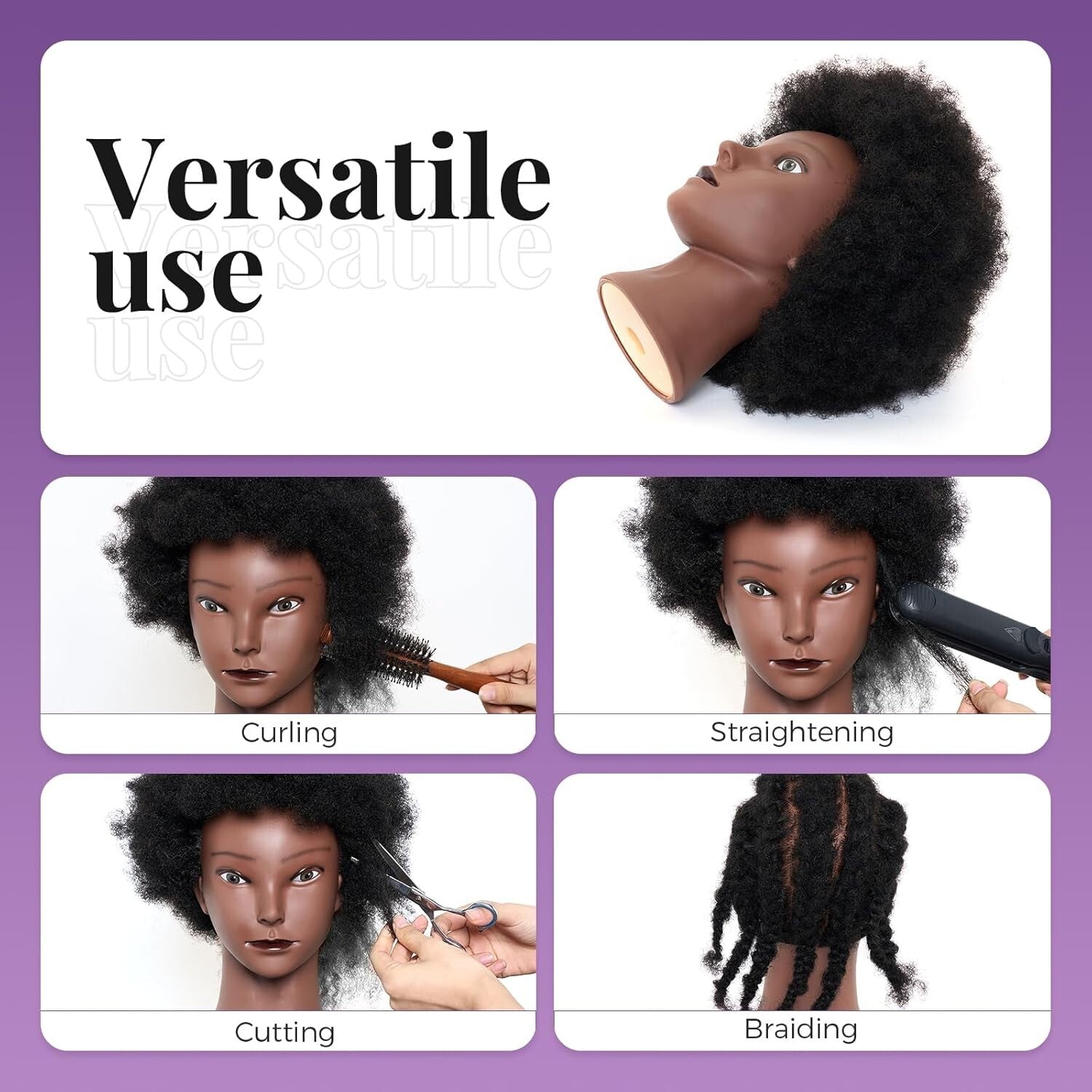 Versatile 10 Inch Mannequin Head for Braiding, Styling & Hair Training Kits