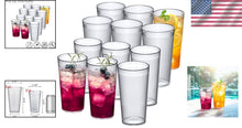 Load image into Gallery viewer, Shatter-Proof 12-Cups Set - 16oz &amp; 24oz Dishwasher-Safe Plastic Tumblers