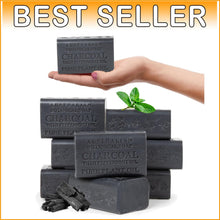 Load image into Gallery viewer, All-Natural African Black Soap with Charcoal &amp; Peppermint - 6.6 oz Bar, 8-Pack