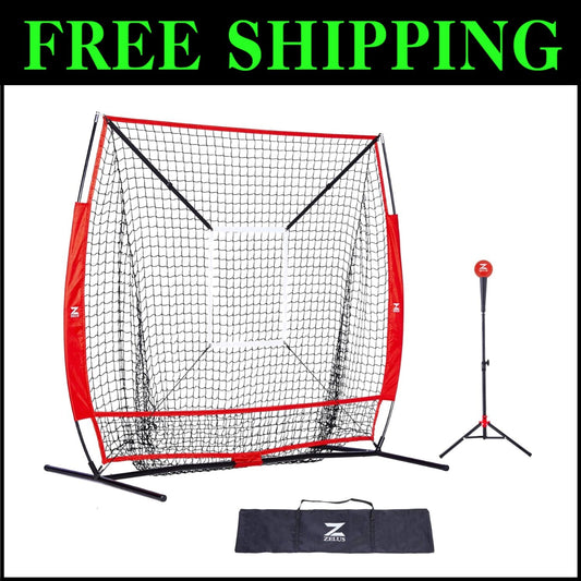 Knotless Polyester Baseball Net & Adjustable Tee for Indoor/Outdoor Training Fun
