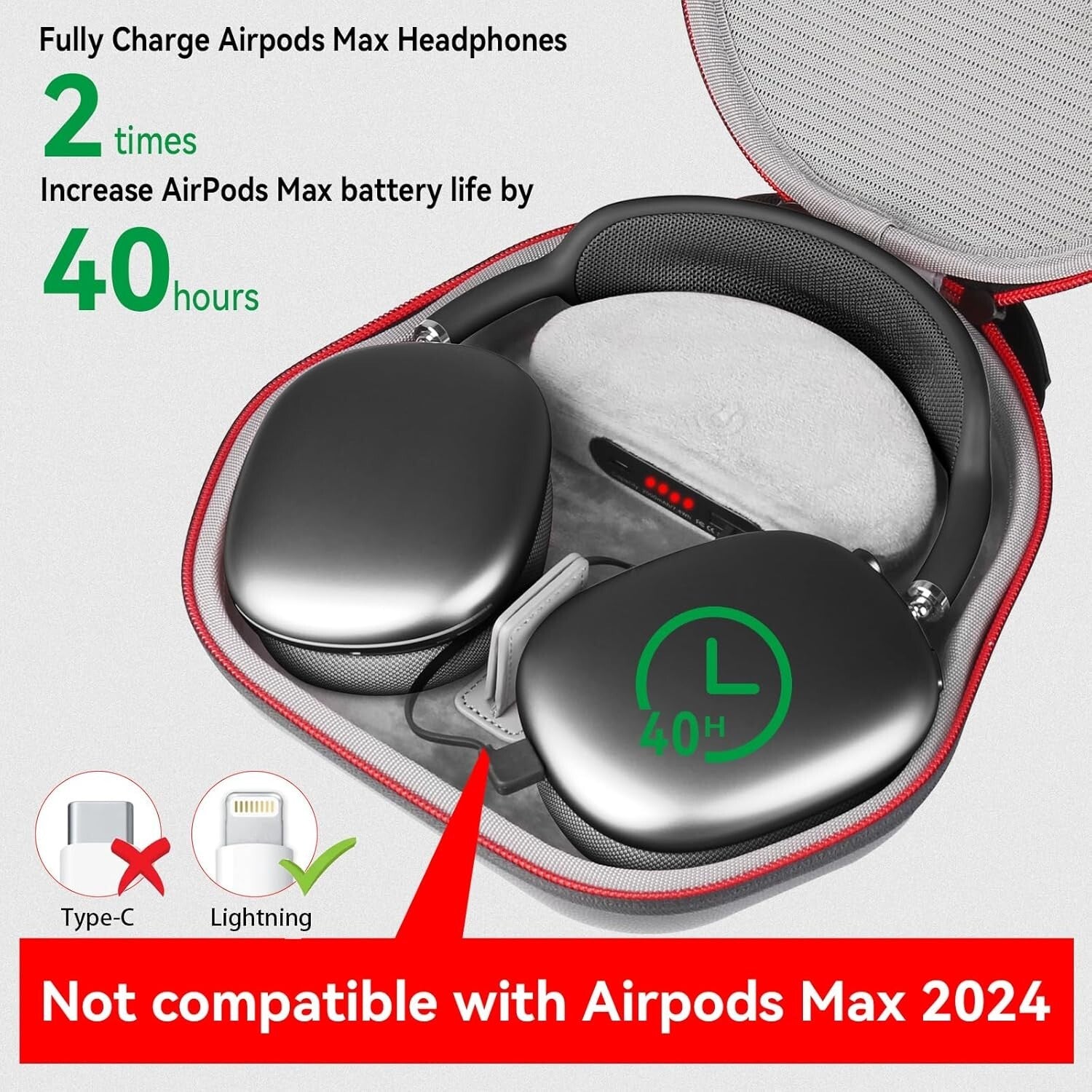 AirPods Max 2000mAh Battery Case with Sleep Mode - Perfect for Travel & Charging