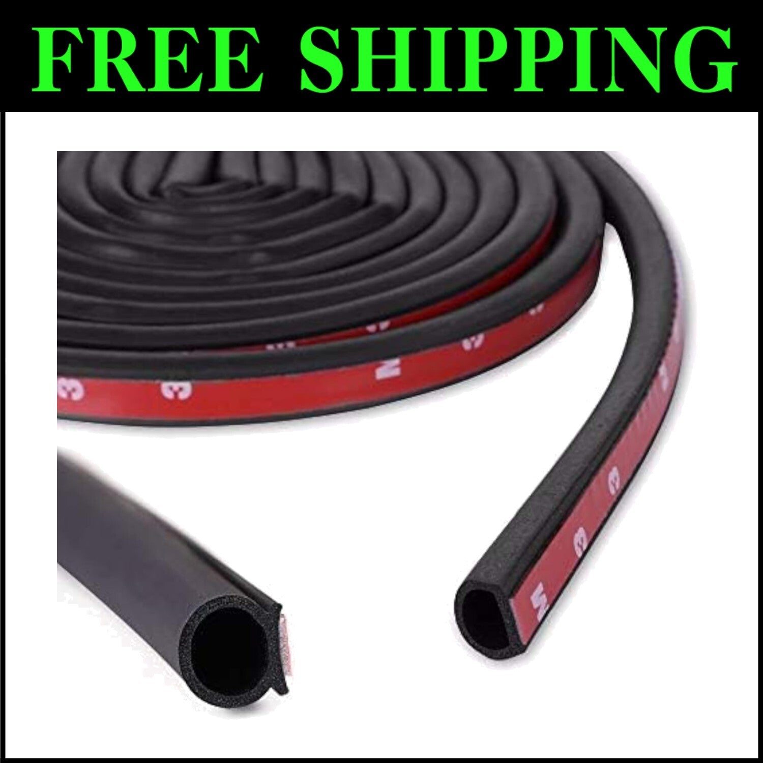 Self-Adhesive Rubber Weatherstrip 1/2x7/16 for Soundproofing and Insulation