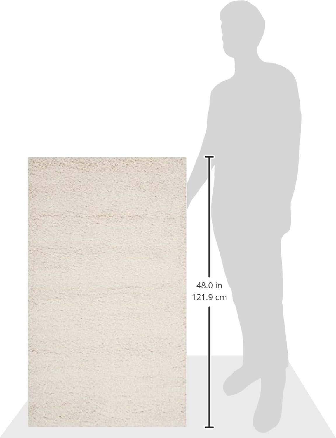 Milan Shag Collection Accent Rug 2' x 4' - Non-Shedding Ivory Elegance