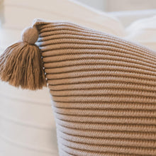 Load image into Gallery viewer, Stylish 100% Cotton Mocha Pillow Cover - 18x18 with Hidden Zipper &amp; Tassels