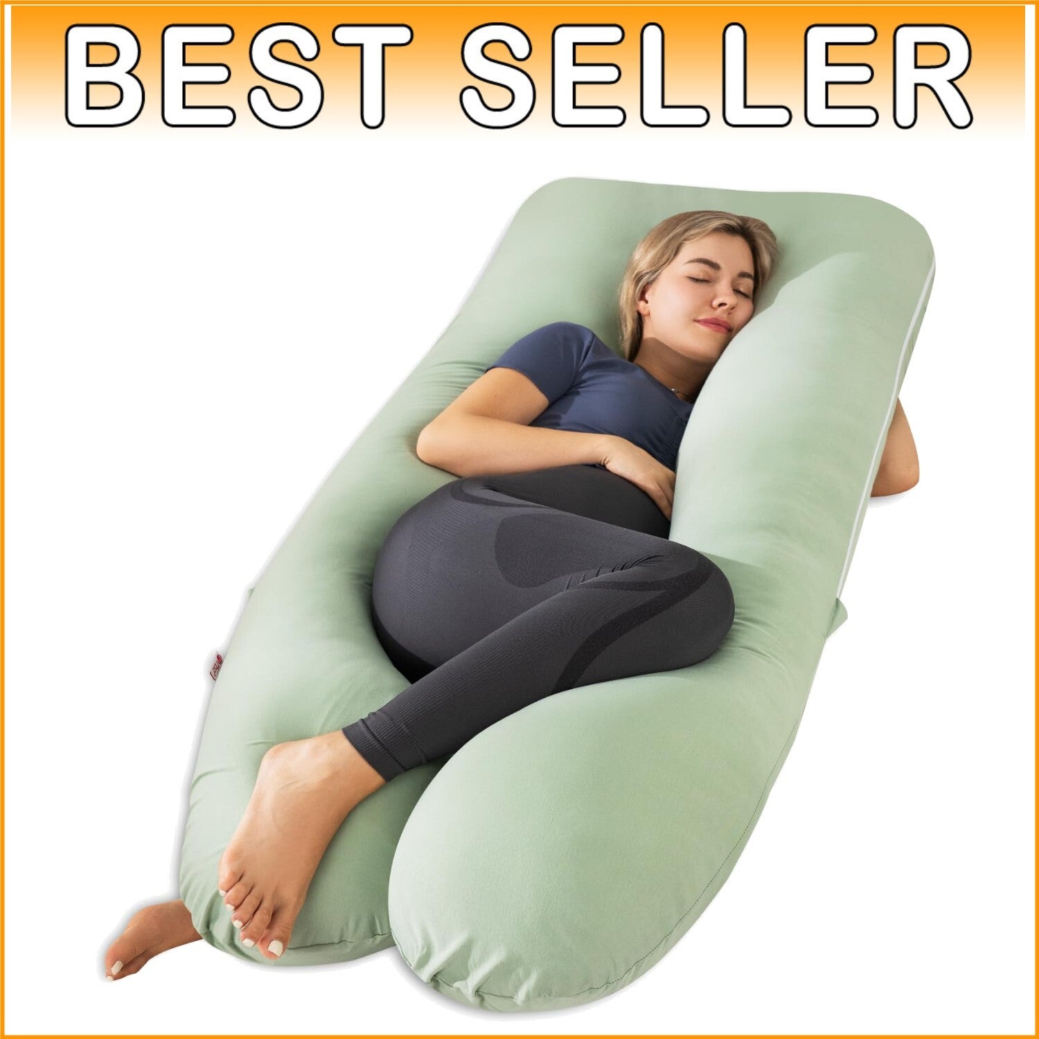 55-Inch U-Shaped Pregnancy Pillow with Soft Cooling Cover for Maternity Needs