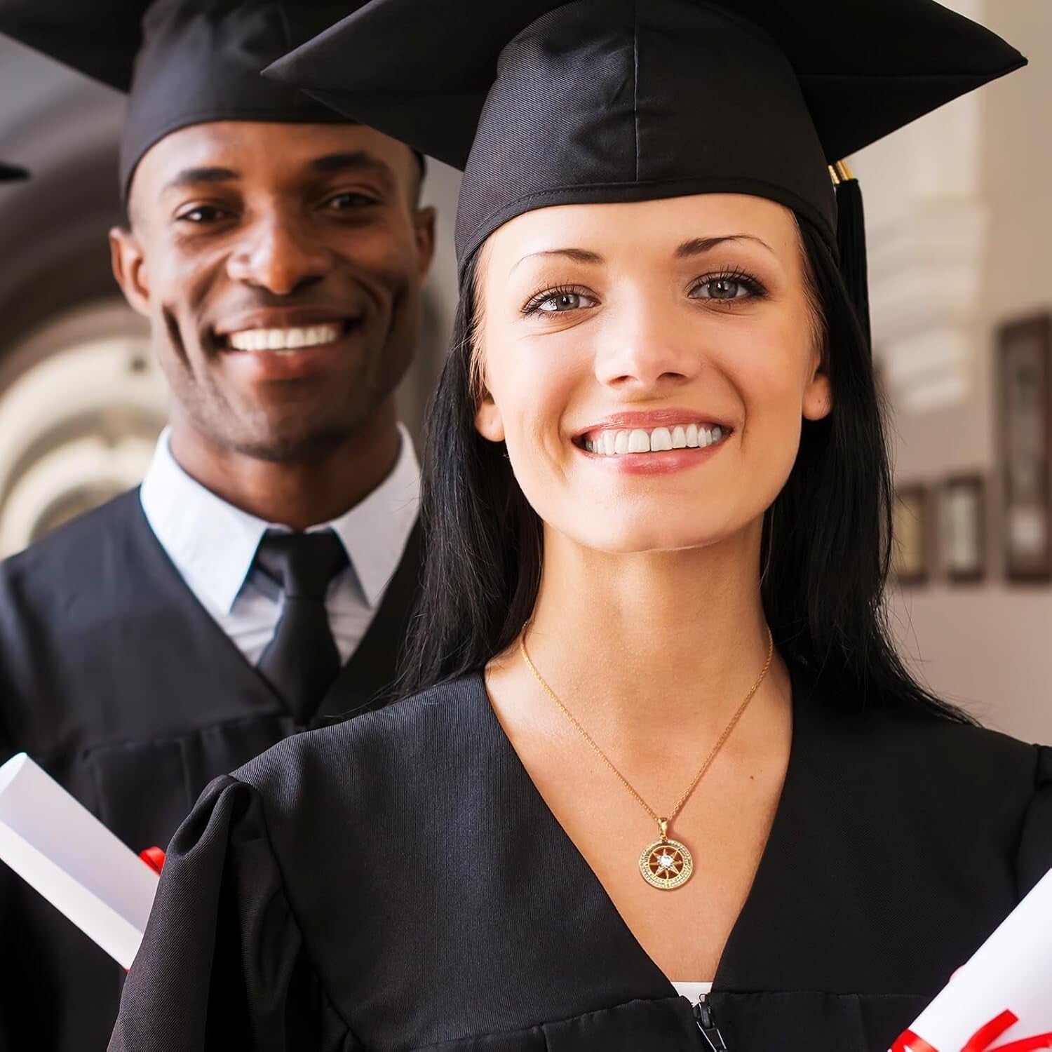 Adjustable Compass Necklace Gift Box for Graduation - Sterling Silver Jewelry