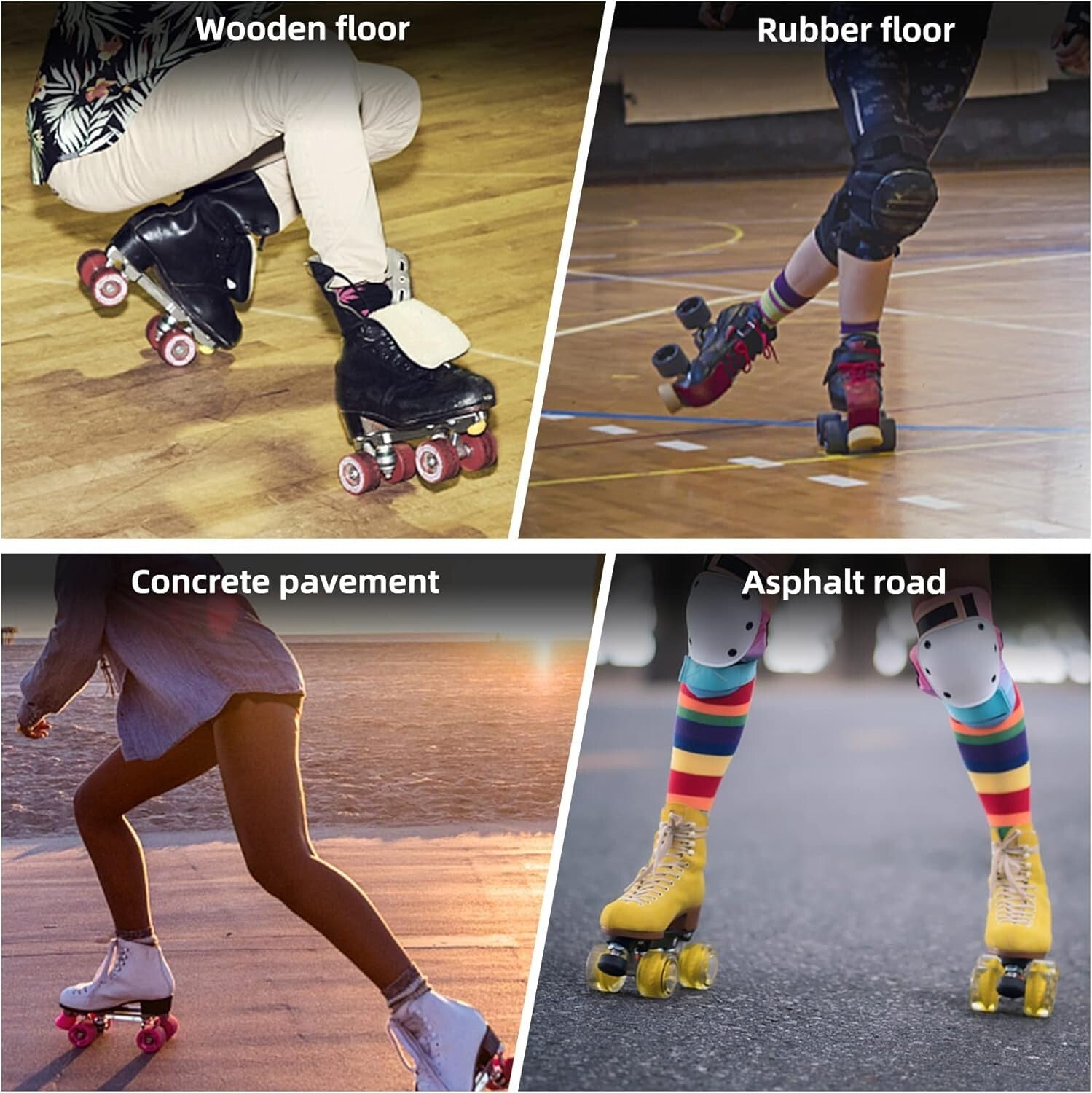 Enhanced 65mm Roller Skate Wheels with Shock Absorption and Bearings Included