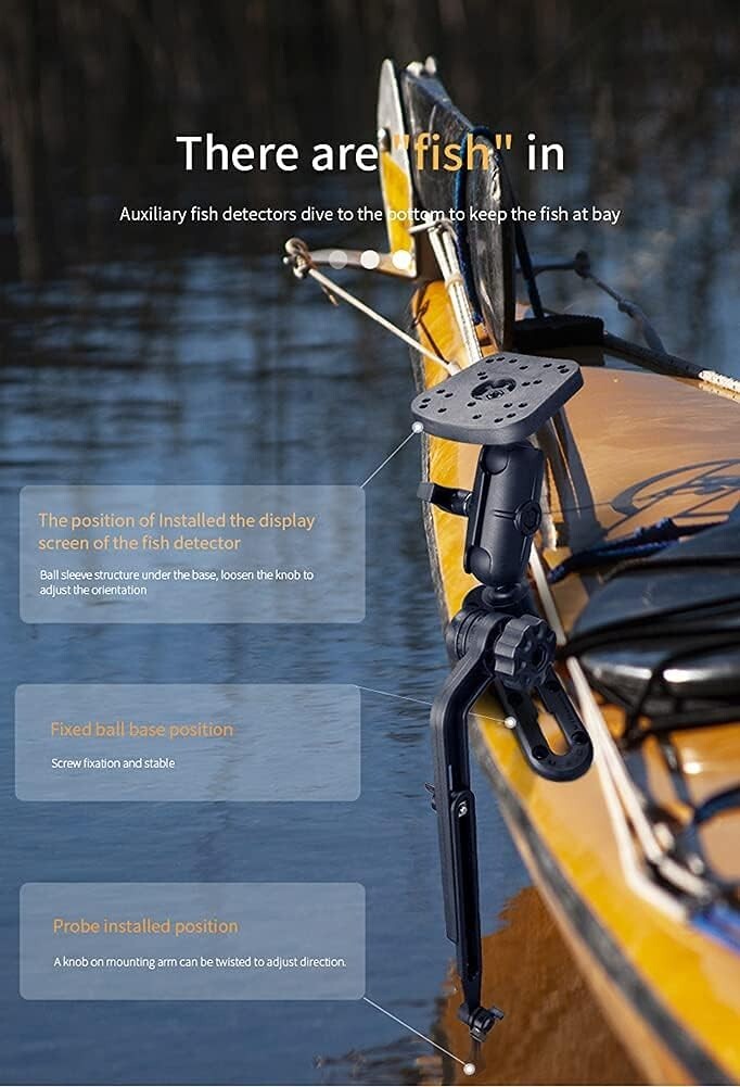 Universal Kayak & SUP Fish Finder Mount with Corrosion-Resistant Transducer Arm