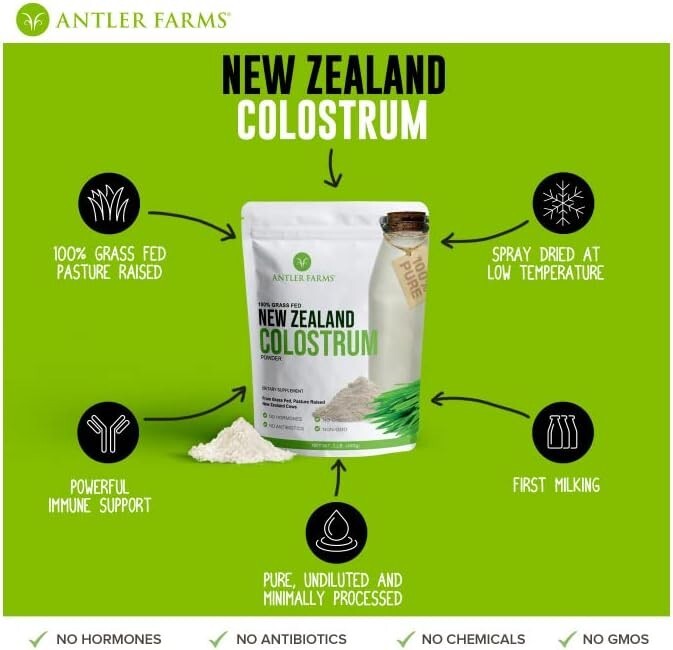 High IgG New Zealand Colostrum Powder - 100% Pure, 30 Servings for Immune Health