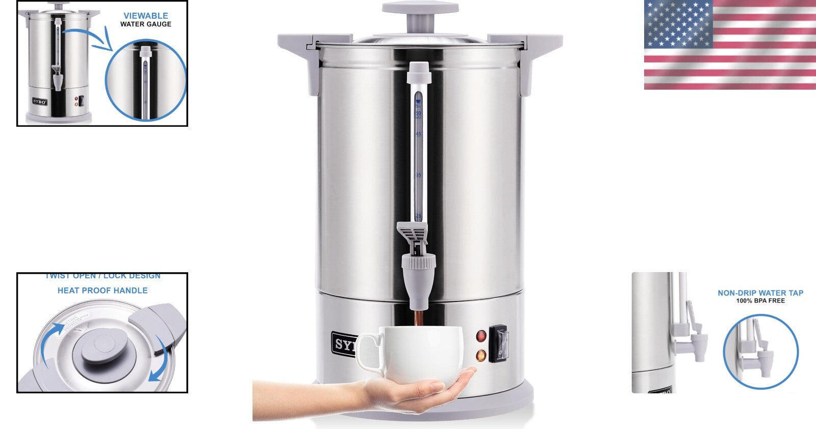 50-Cup Capacity Stainless Steel Percolator Coffee Maker for Catering Excellence