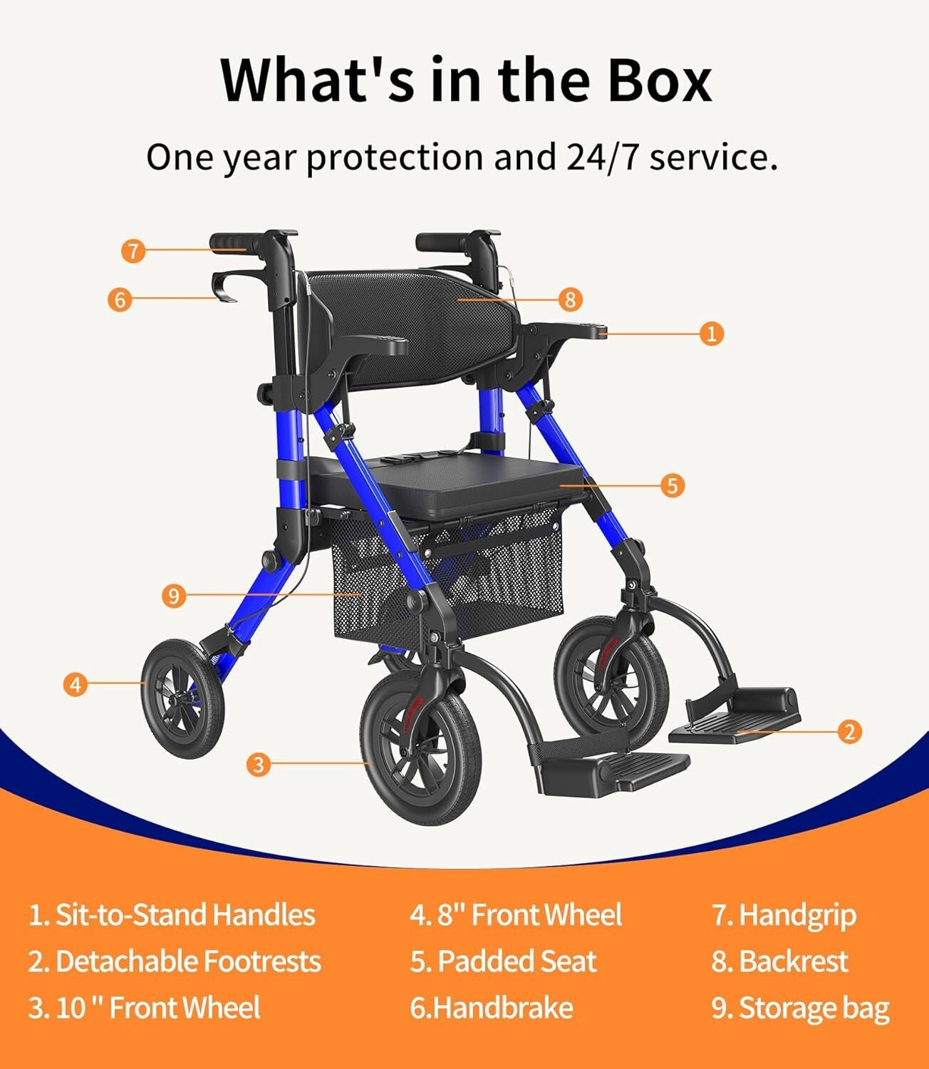 Premium Walker Wheelchair Combo with Enhanced Cushion and Adjustable Features