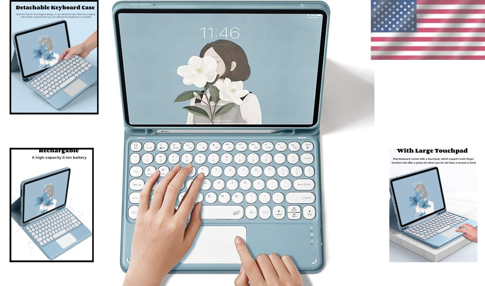 Elegant Detachable Keyboard Case for Galaxy Tab A8 2022 - Touchpad & Protection