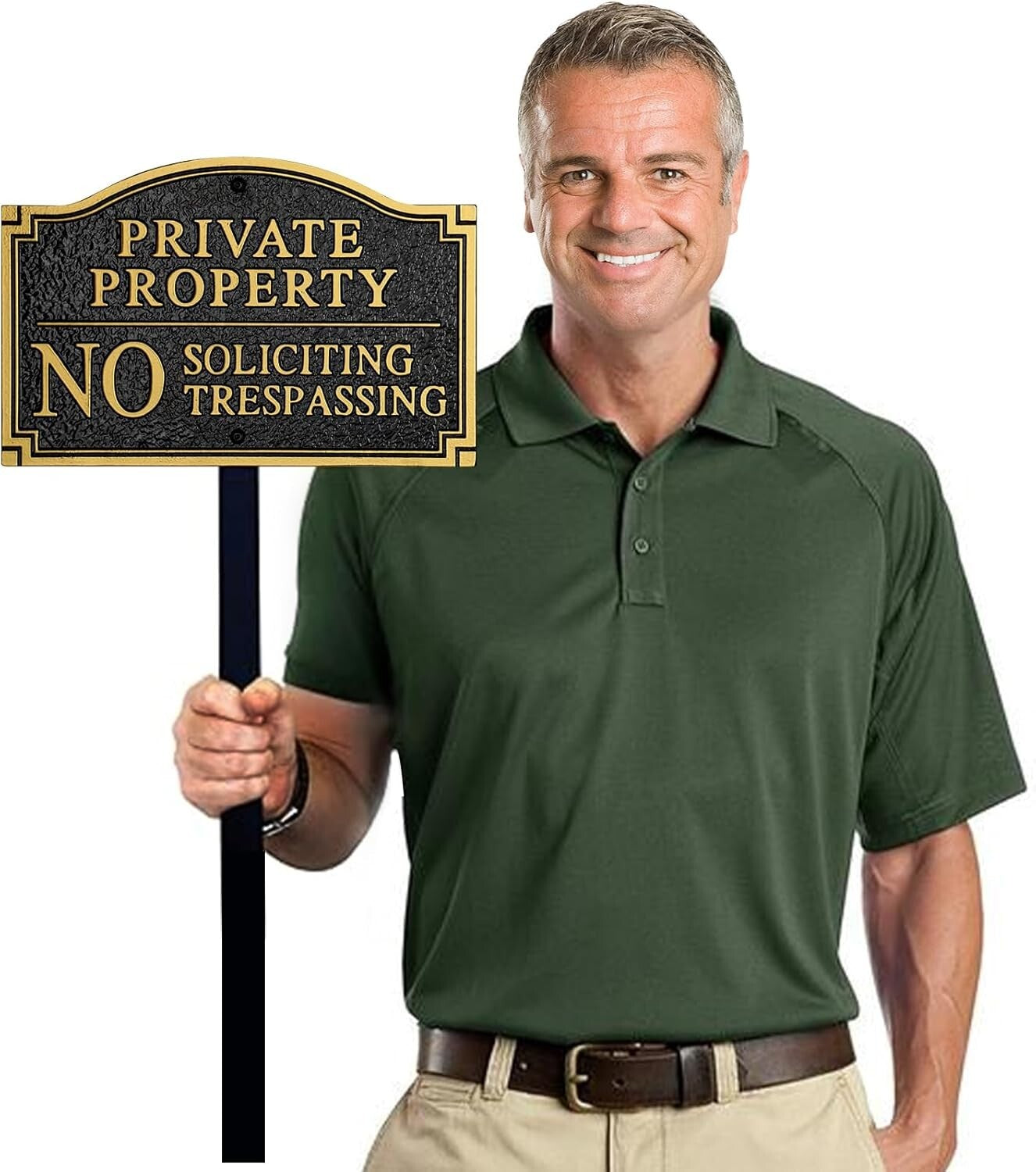 Classic Metal No Soliciting Sign – Embossed with Stainless Mounting Kit Included