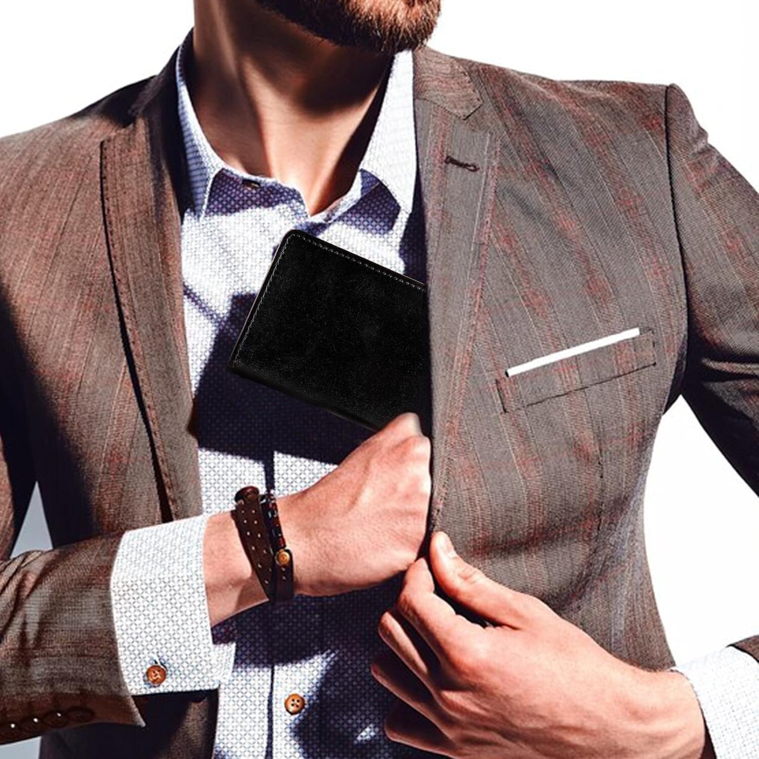 Minimalist Long Leather Wallet with RFID Protection - Perfect Gift for Him