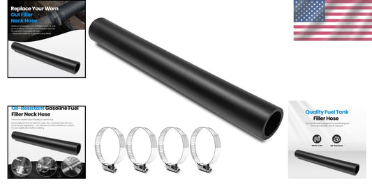 1" ID 3 Feet Reinforced Gasoline Fuel Filler Hose with Clamps for Easy Install