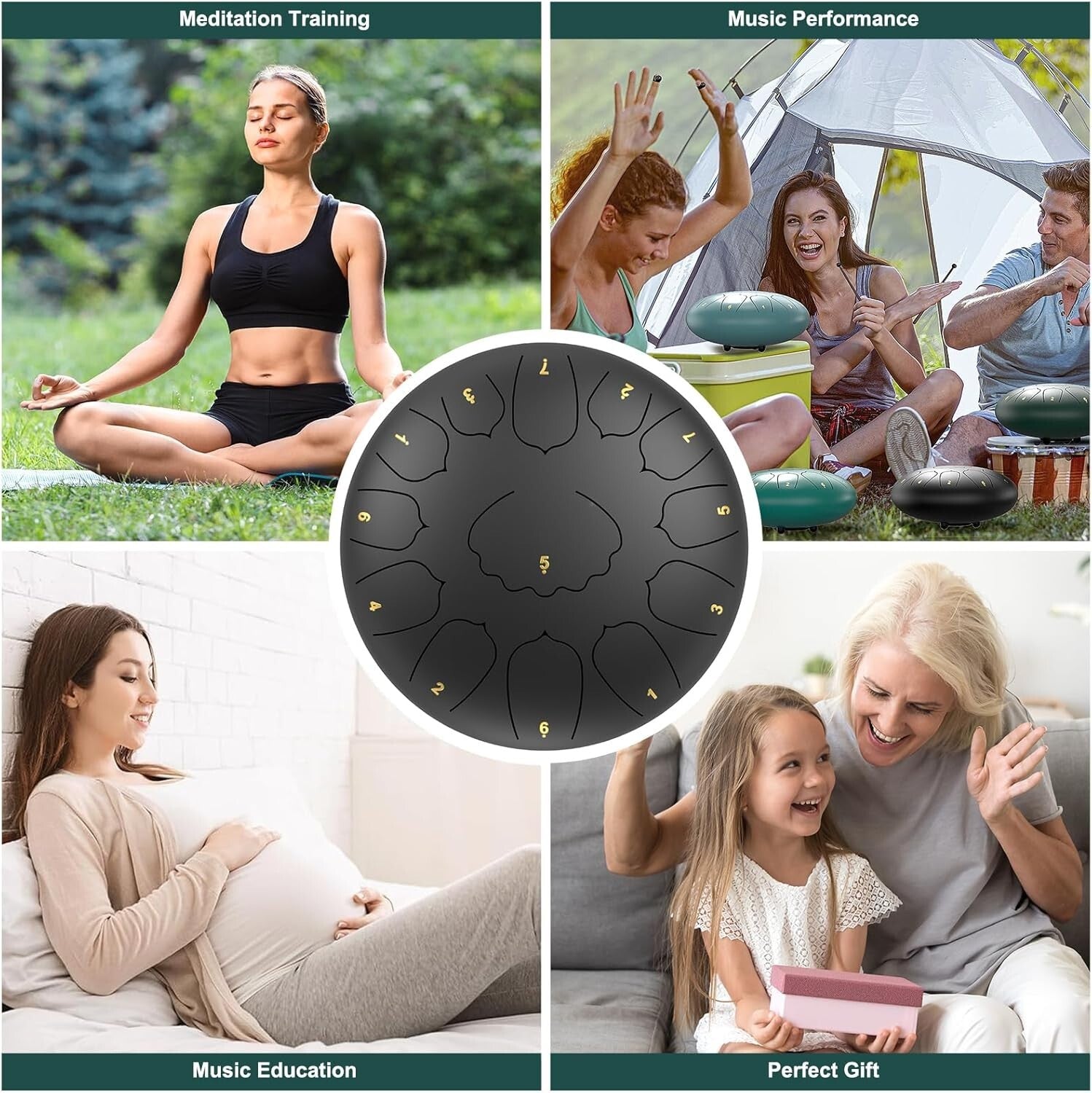 13 Note Steel Drum 12" - Musical Experience for All Ages with Mallets Included