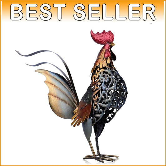 Charming Metal Rooster Statue - Versatile Sculpture for Indoor and Outdoor Use