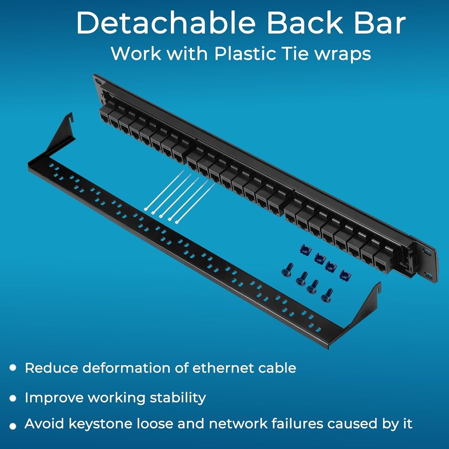 24 Port Cat6A Patch Panel with Inline Keystone - 10G High-Speed Network Solution