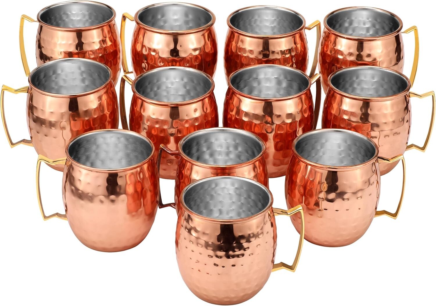 Set of 12 Premium Moscow Mule Copper Mugs - Food Safe & Tarnish Resistant
