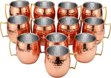 Load image into Gallery viewer, Set of 12 Premium Moscow Mule Copper Mugs - Food Safe &amp; Tarnish Resistant