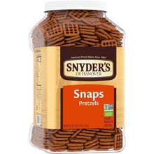 Load image into Gallery viewer, 46 Oz Canister of Crunchy Pretzel Snaps - Perfect Snack for Parties and Games