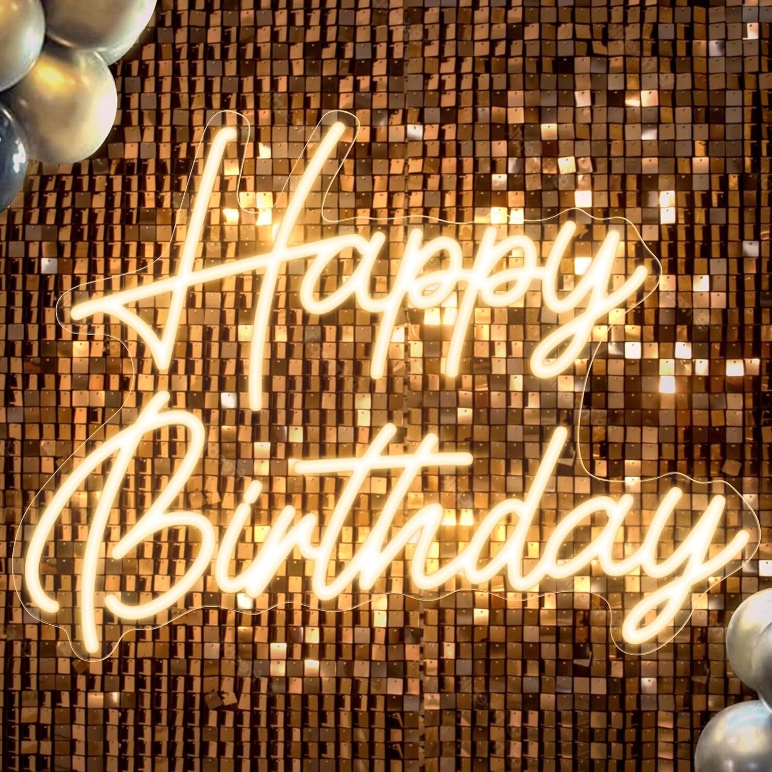 Sturdy and Lightweight Neon Happy Birthday Sign 16.5"x12.2" - Joyful Decor