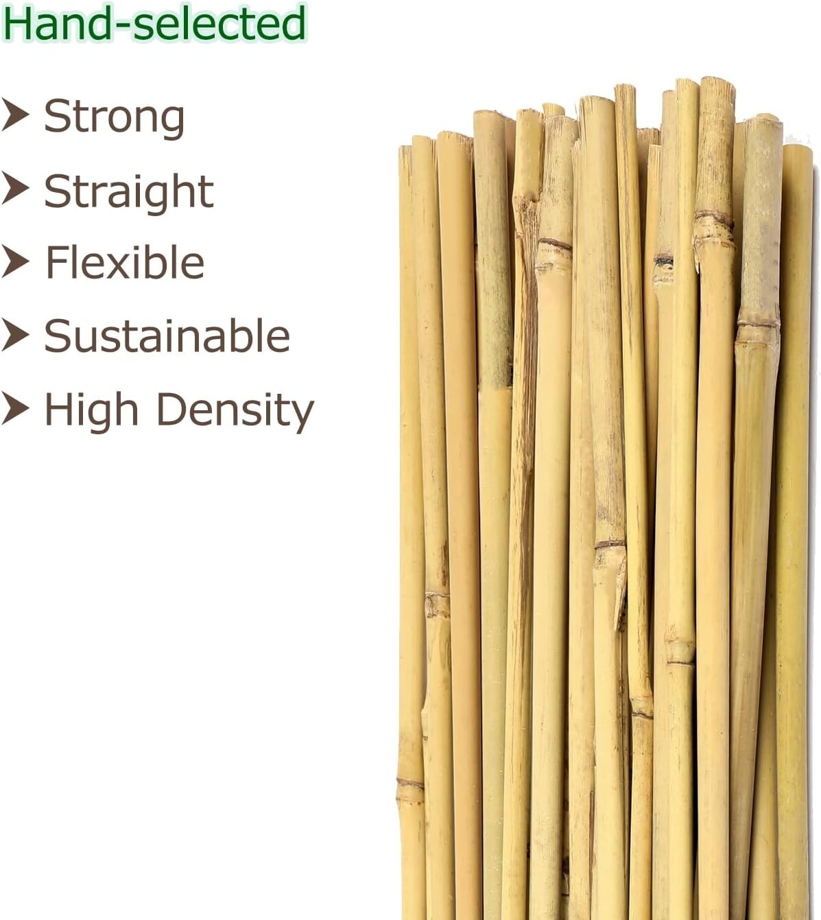 6ft Handmade Bamboo Garden Stakes – Lightweight Natural Support for Vegetables